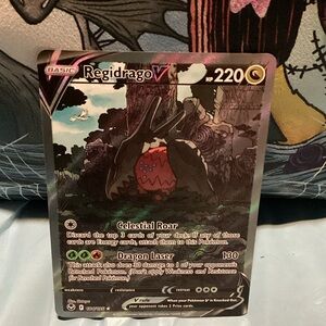 Regidrago V Holo alt art Pokemon Card - Black, Red, Gold Accents